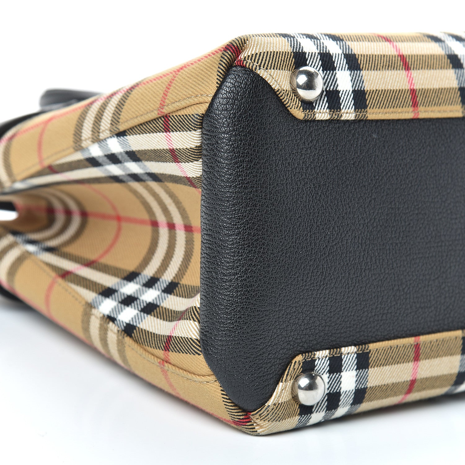 Burberry Goatskin Vintage Check Medium Banner Tote Black 9 of 11