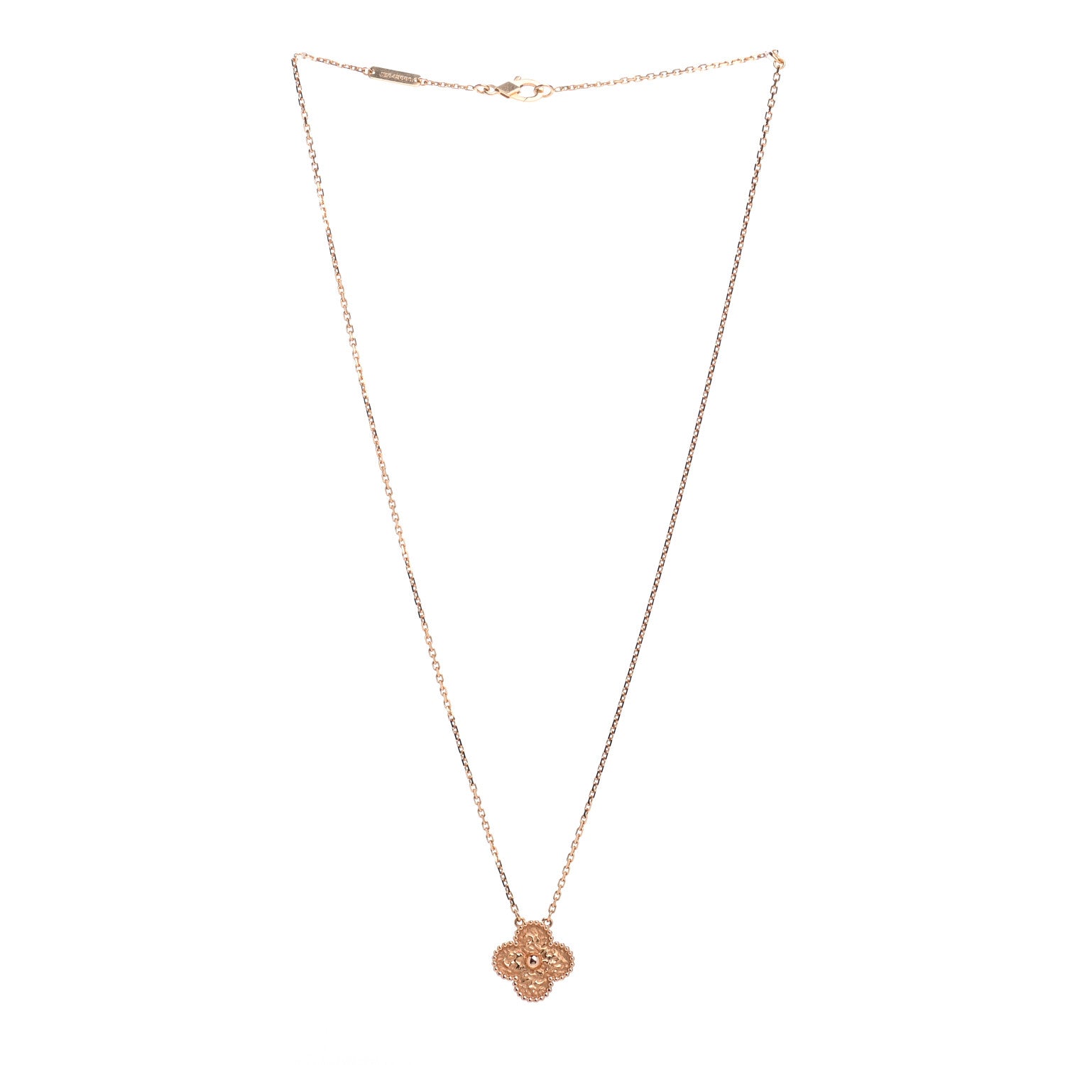 Van Cleef & Arpels 18K Rose Gold Vintage Alhambra Pendant Necklace 3 of 6