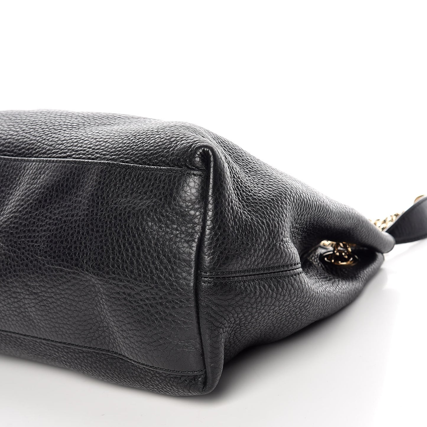 Pebbled Calfskin Medium Soho Chain Shoulder Bag Black