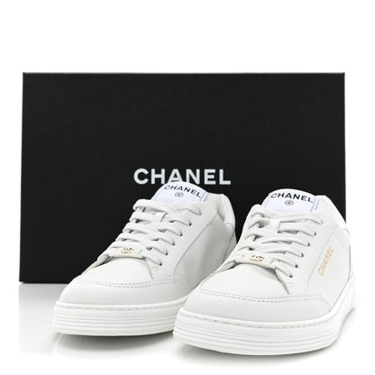 Chanel Calfskin Womens CC Logo Sneakers 38 White 9 of 9