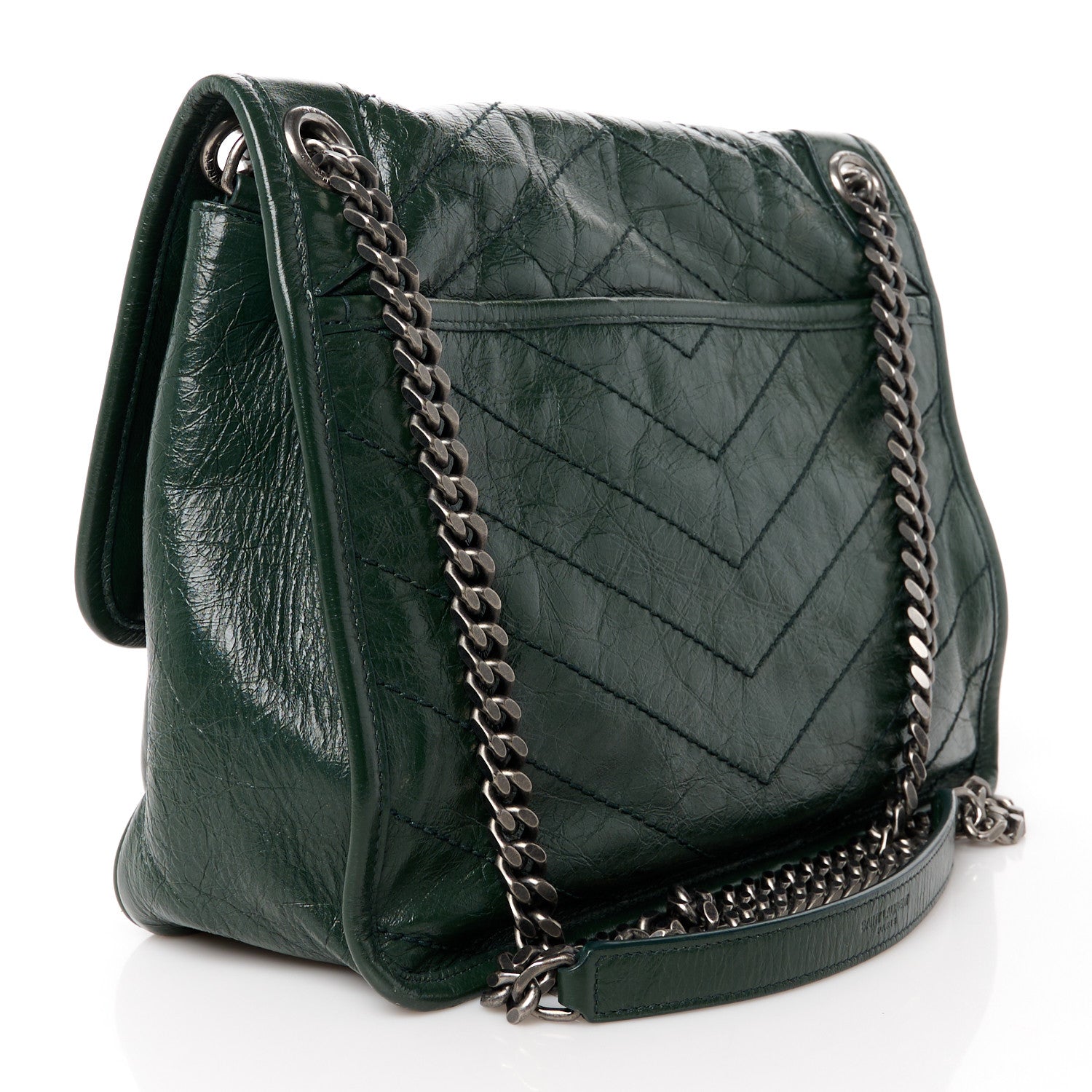 Saint Laurent Crinkled Calfskin Matelasse Monogram Medium Niki Chain Satchel Military Olive 3 of 12