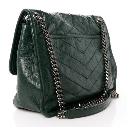 Saint Laurent Crinkled Calfskin Matelasse Monogram Medium Niki Chain Satchel Military Olive 3 of 12