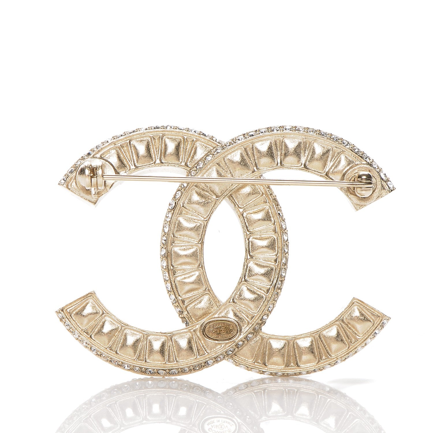 Chanel Baguette Crystal CC Brooch Gold 3 of 4