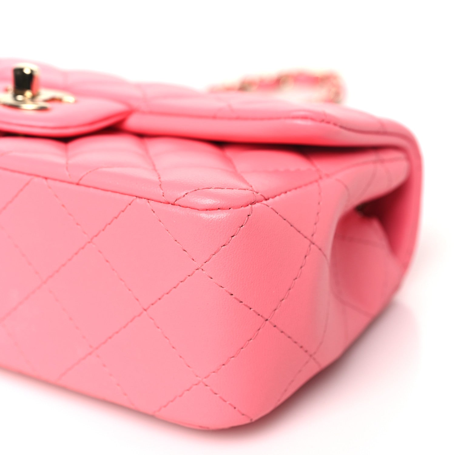 Chanel Lambskin Quilted Mini Rectangular Flap Pink 10 of 11