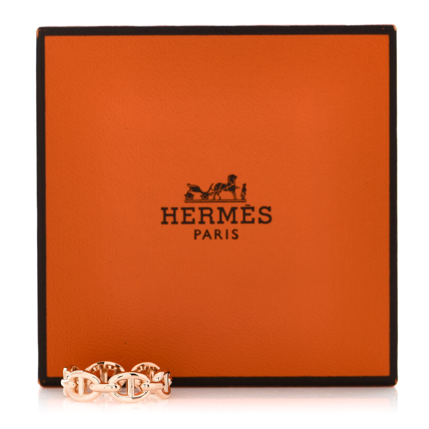 Hermes 18K Rose Gold PM Chaine D'Ancre Enchainee Ring 51 5.75 9 of 9