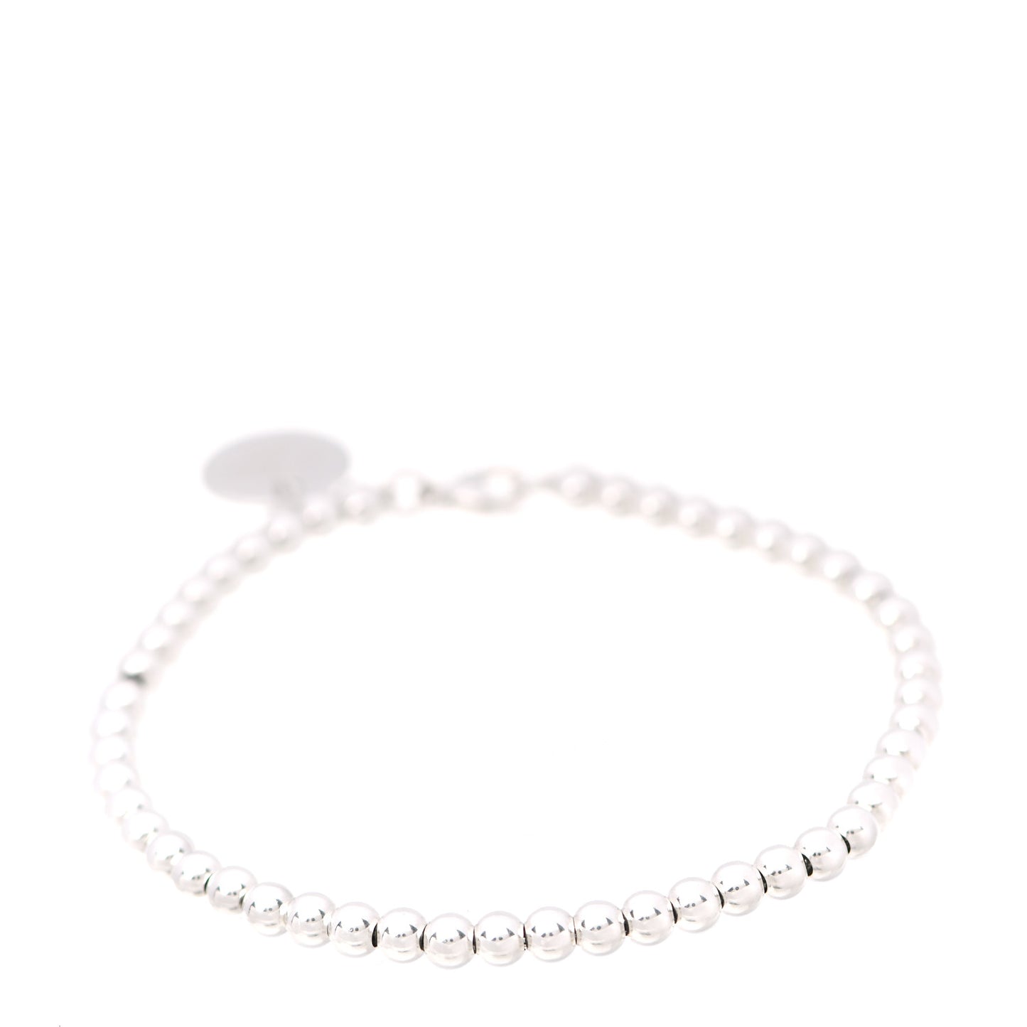 Sterling Silver 4mm I Love You Round Tag Bead Bracelet