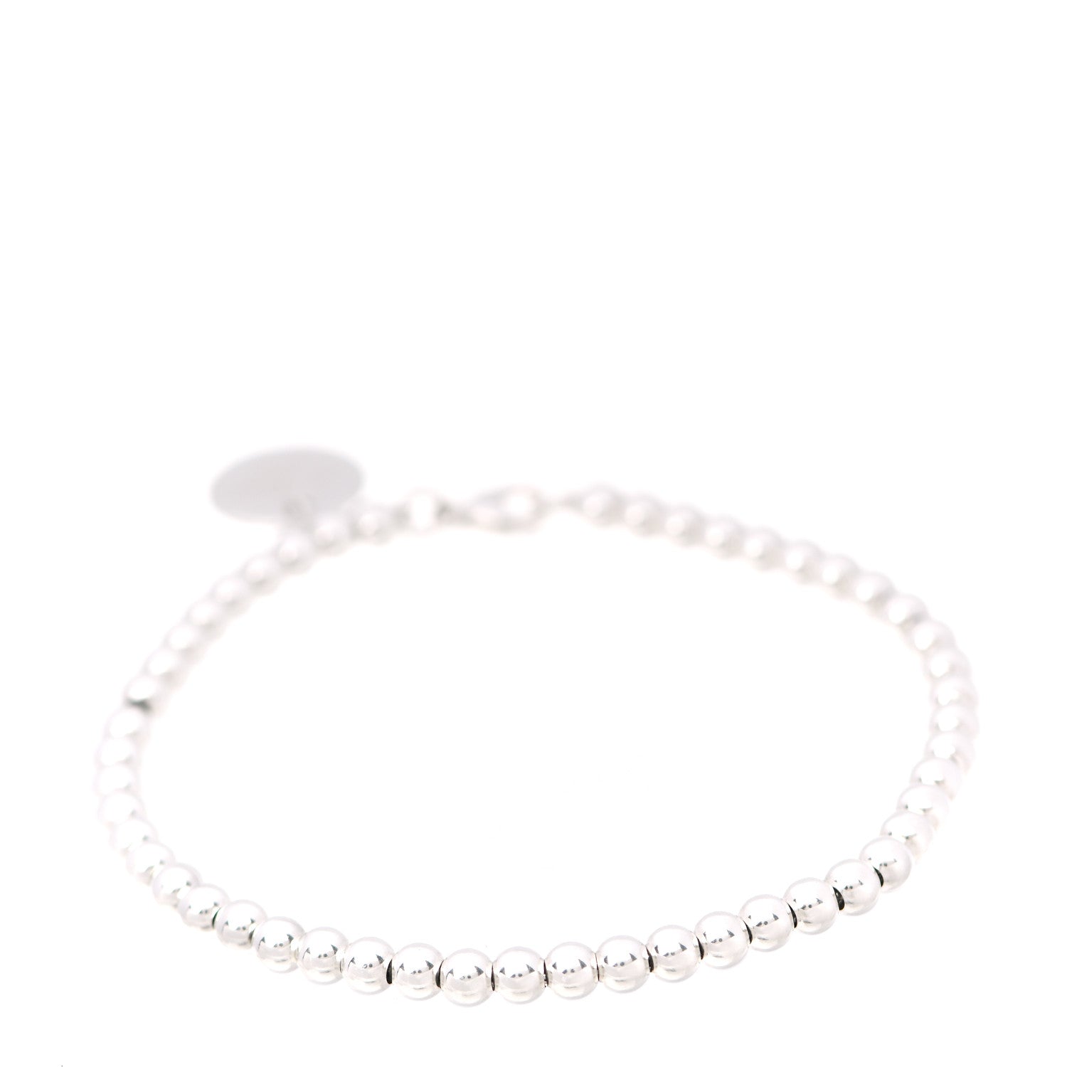 Tiffany Sterling Silver 4mm I Love You Round Tag Bead Bracelet 3 of 6