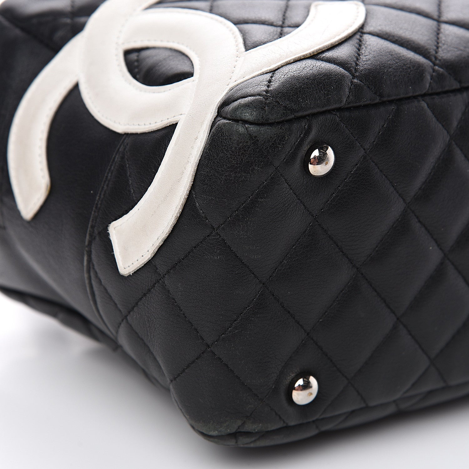 Chanel Calfskin Quilted Large Cambon Bowler Black White 7 of 17