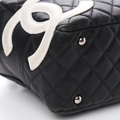 Chanel Calfskin Quilted Large Cambon Bowler Black White 7 of 17