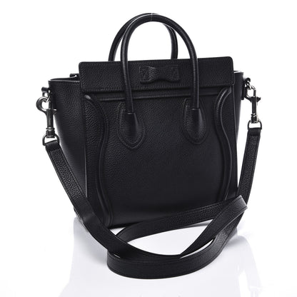 Celine Drummed Calfskin Nano Luggage Black 2 of 10
