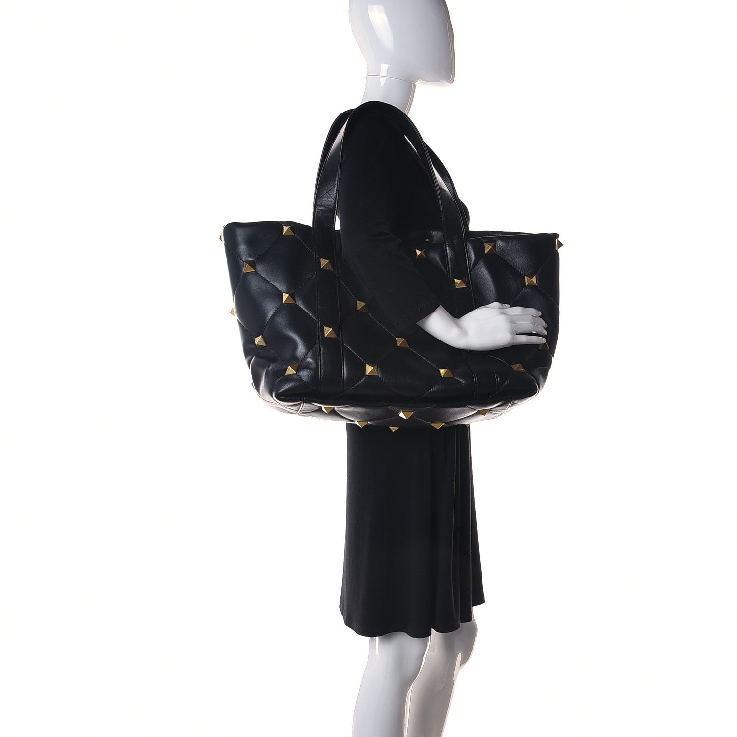 Valentino Garavani Nappa Medium Roman Stud Tote Black 2 of 12