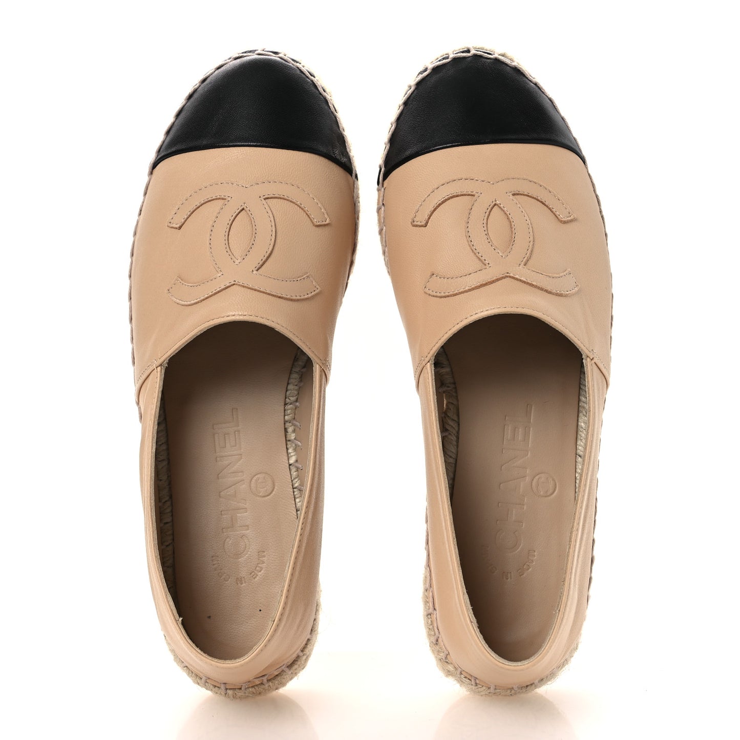 Lambskin CC Espadrilles 36 Beige Black