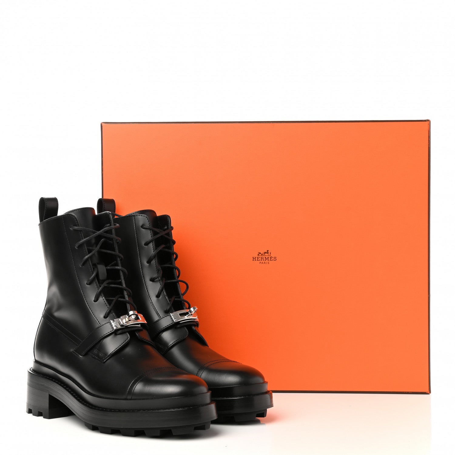 Hermes Glossed Calfskin Funk Ankle Boots 37.5 Black 9 of 9
