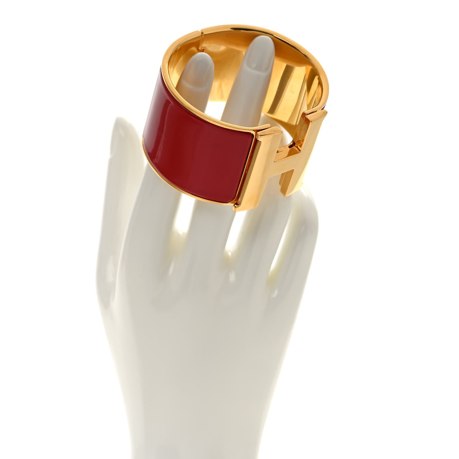 Hermes Enamel Extra Wide Clic Clac H Bracelet GM Red 2 of 5