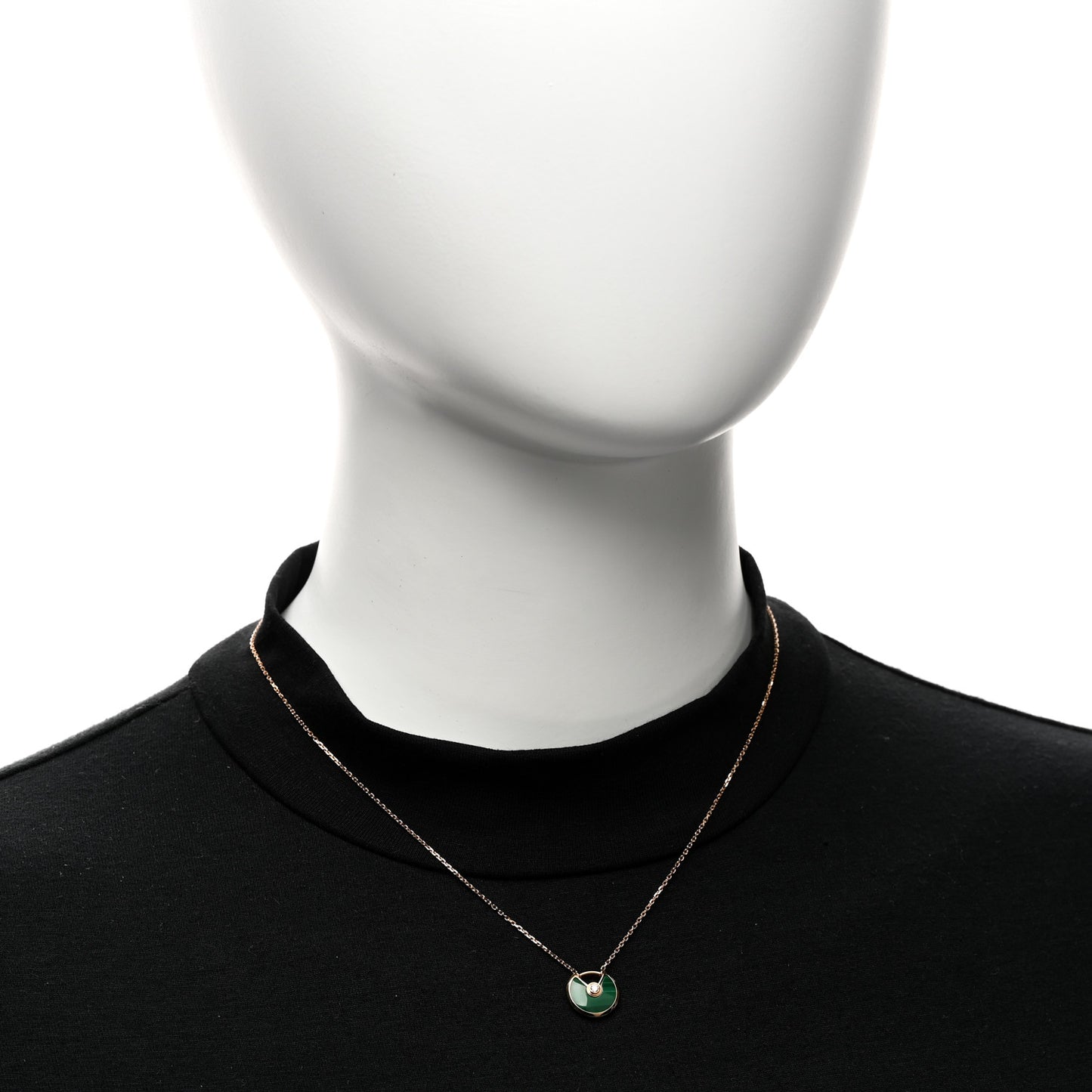 18K Pink Gold Diamond Malachite XS Amulette de Cartier Pendant Necklace