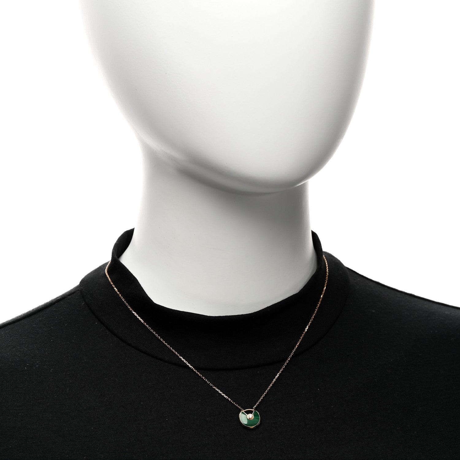 Cartier 18K Pink Gold Diamond Malachite XS Amulette de Cartier Pendant Necklace 2 of 5