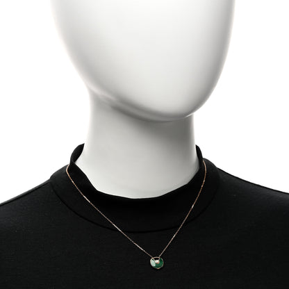 Cartier 18K Pink Gold Diamond Malachite XS Amulette de Cartier Pendant Necklace 2 of 5