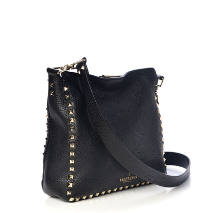Valentino Garavani Pebbled Calfskin Small Rockstud Flip-Lock Messenger Bag Black 3 of 6