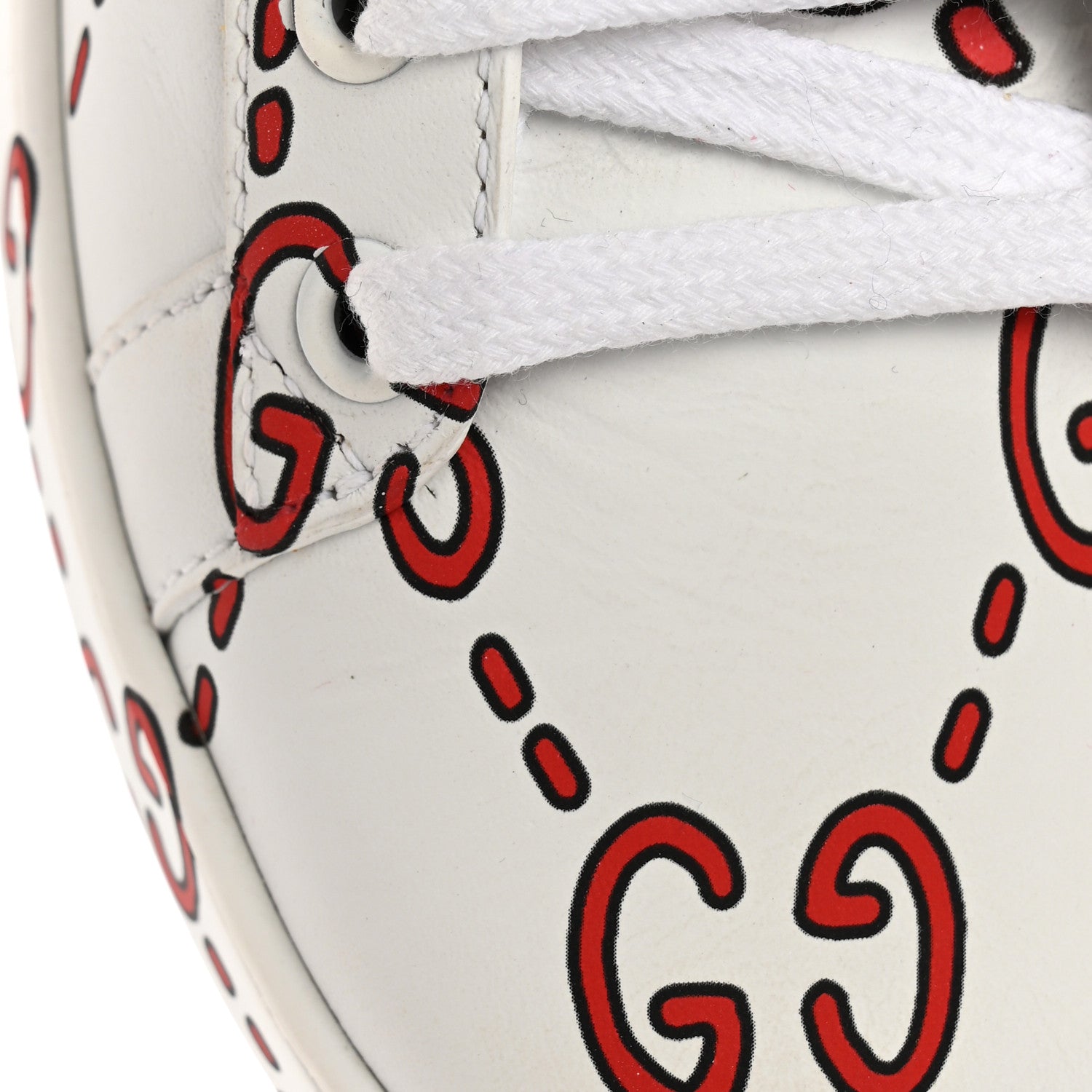 Gucci Calfskin GucciGhost Print Womens Ace Sneakers 39.5 White Hibiscus Red 12 of 16