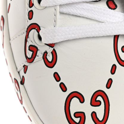 Gucci Calfskin GucciGhost Print Womens Ace Sneakers 39.5 White Hibiscus Red 12 of 16
