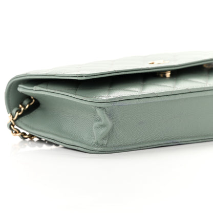 Chanel Caviar Quilted Wallet On Chain WOC Dark Green 10 of 16