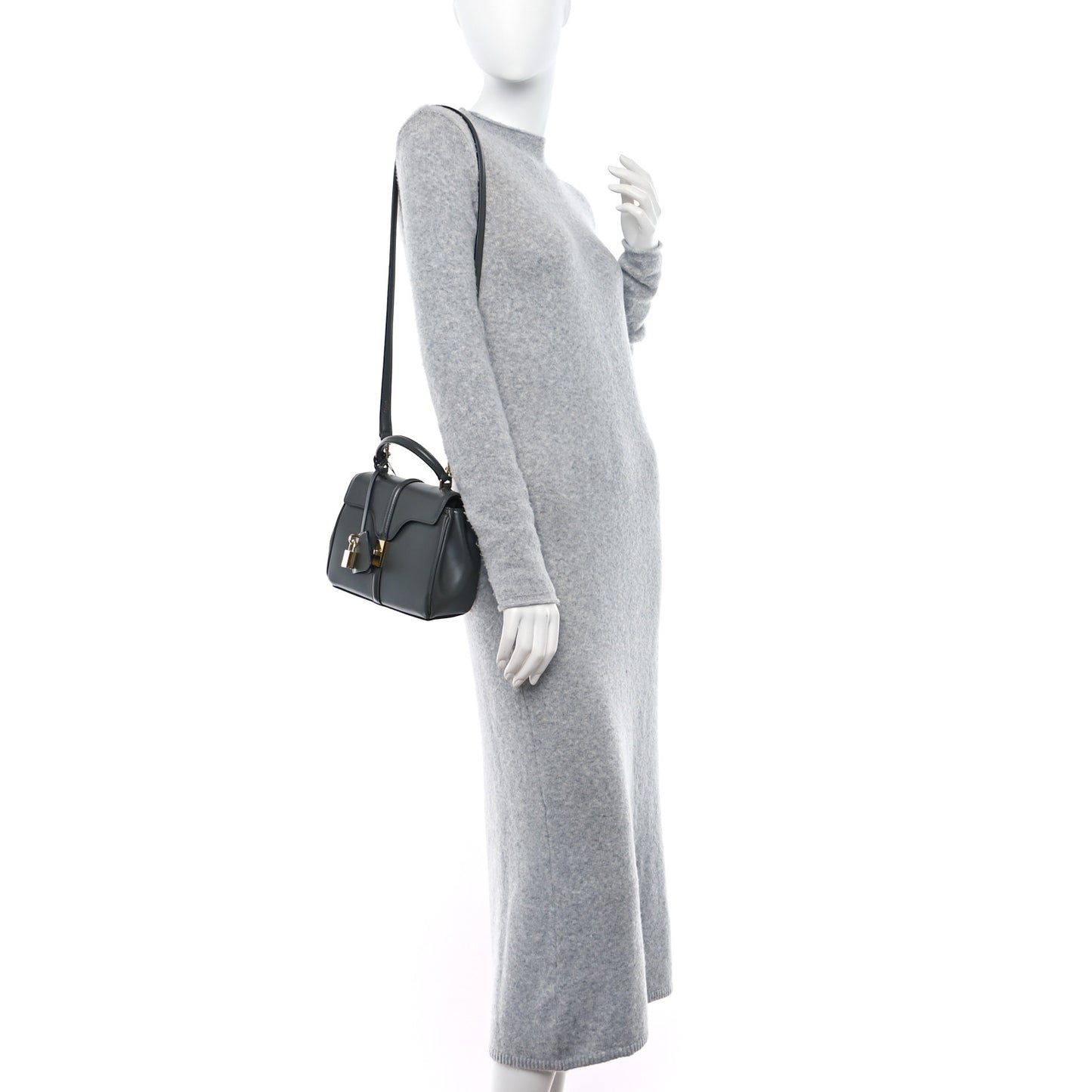 Satinated Calfskin Mini 16 Top Handle Bag Grey