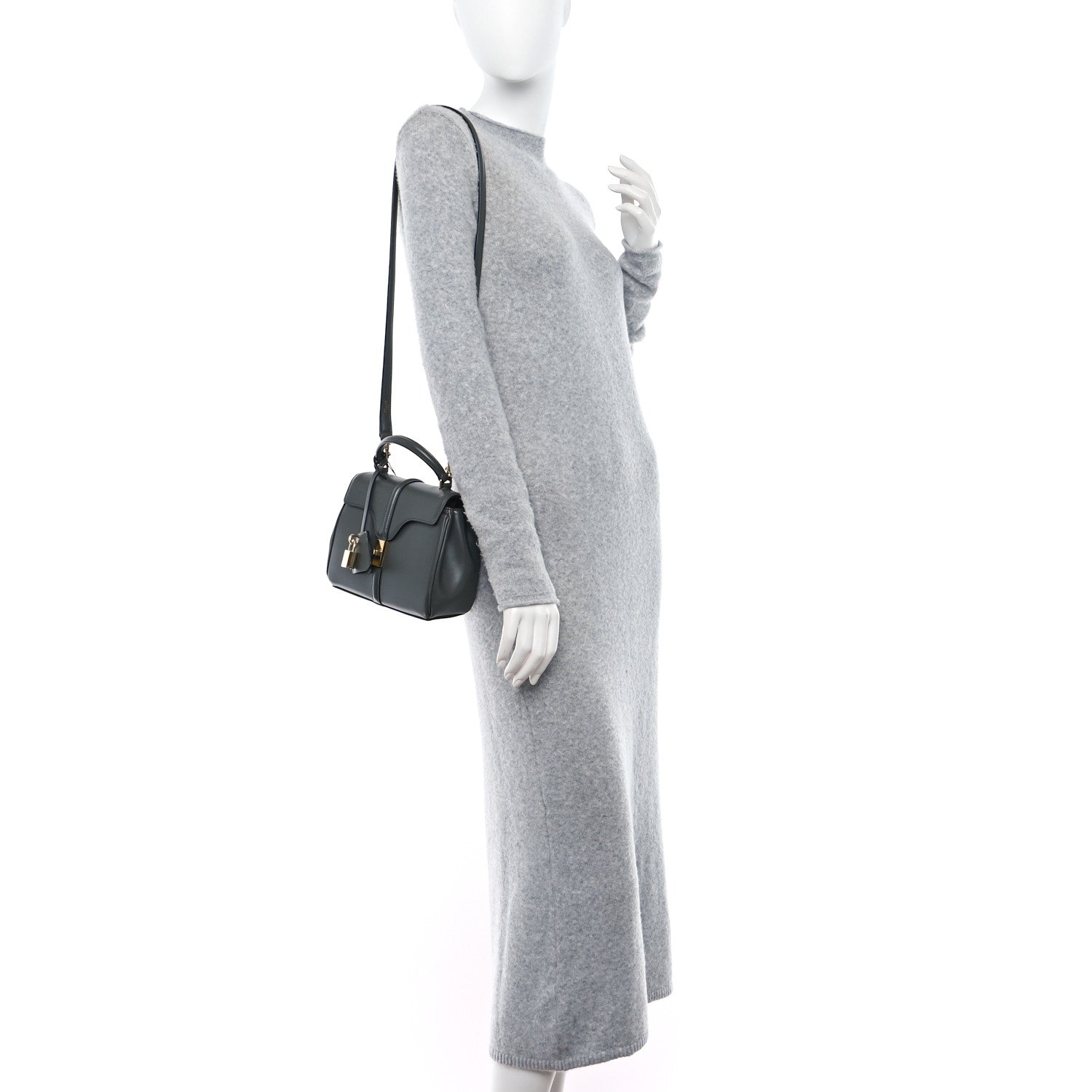 Celine Satinated Calfskin Mini 16 Top Handle Bag Grey 2 of 13