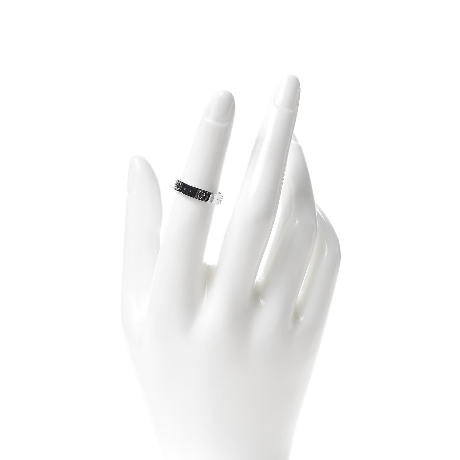 Gucci 18K White Gold 4mm Icon Thin Band Ring 50 5.25 2 of 6