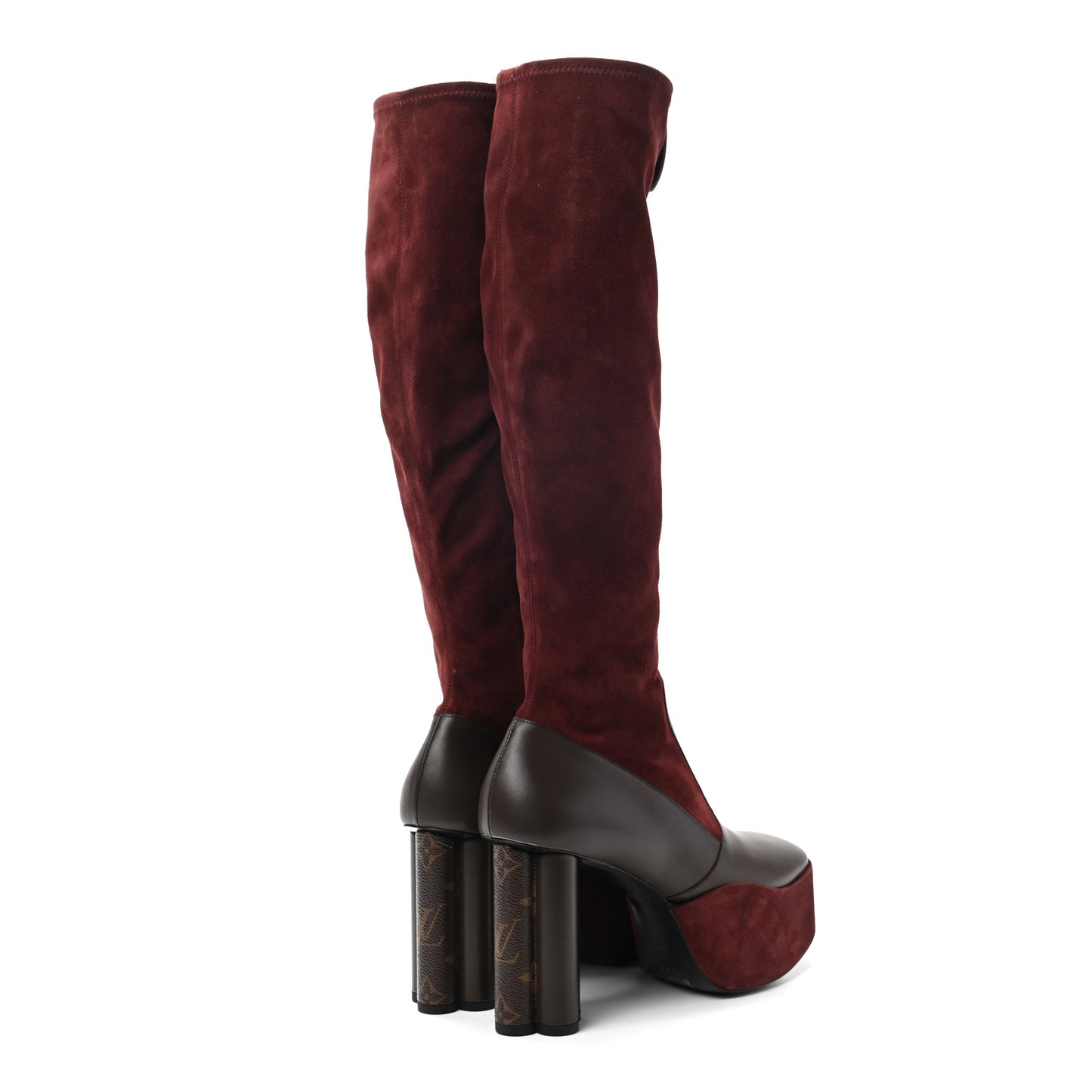 Suede Podium Platform High Boots 38.5 Bordeaux