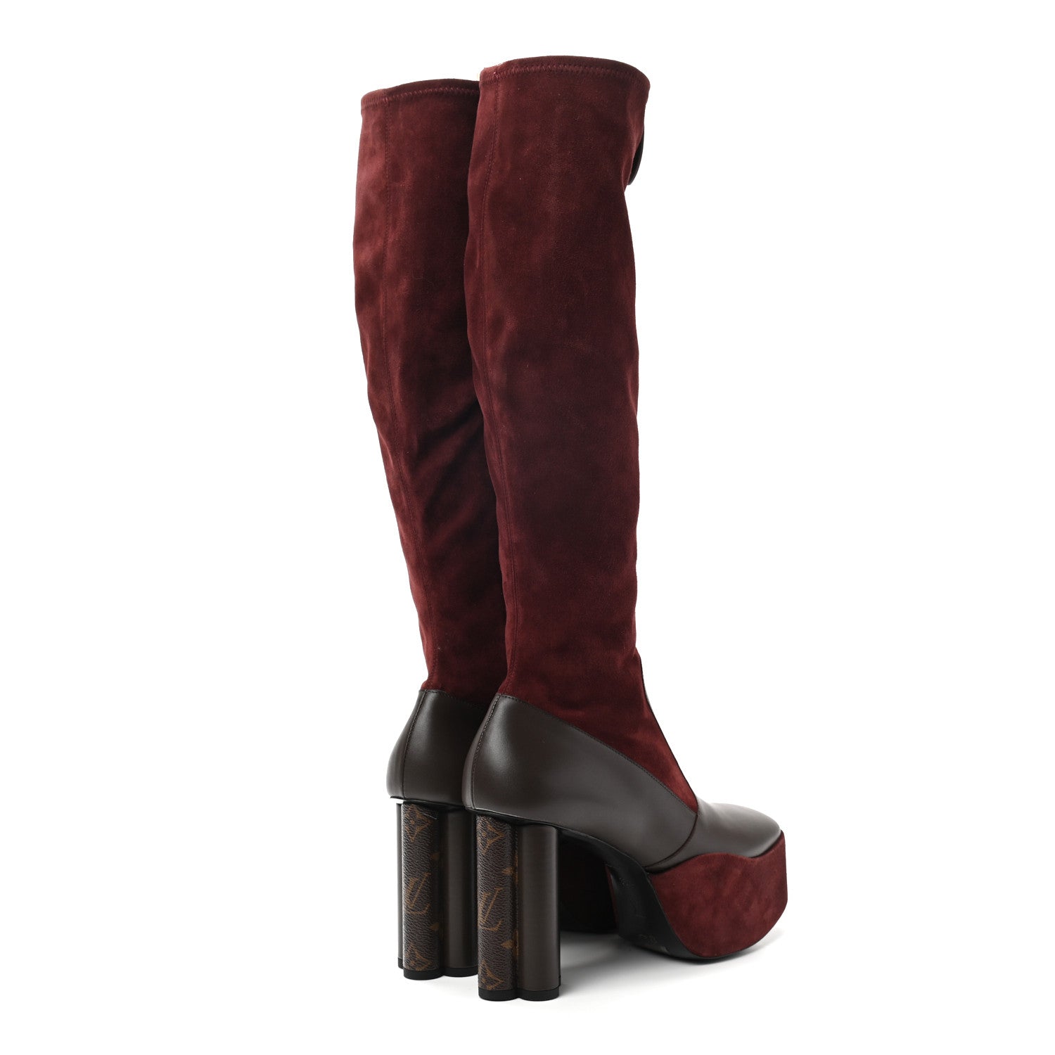 Louis Vuitton Suede Podium Platform High Boots 38.5 Bordeaux 4 of 8
