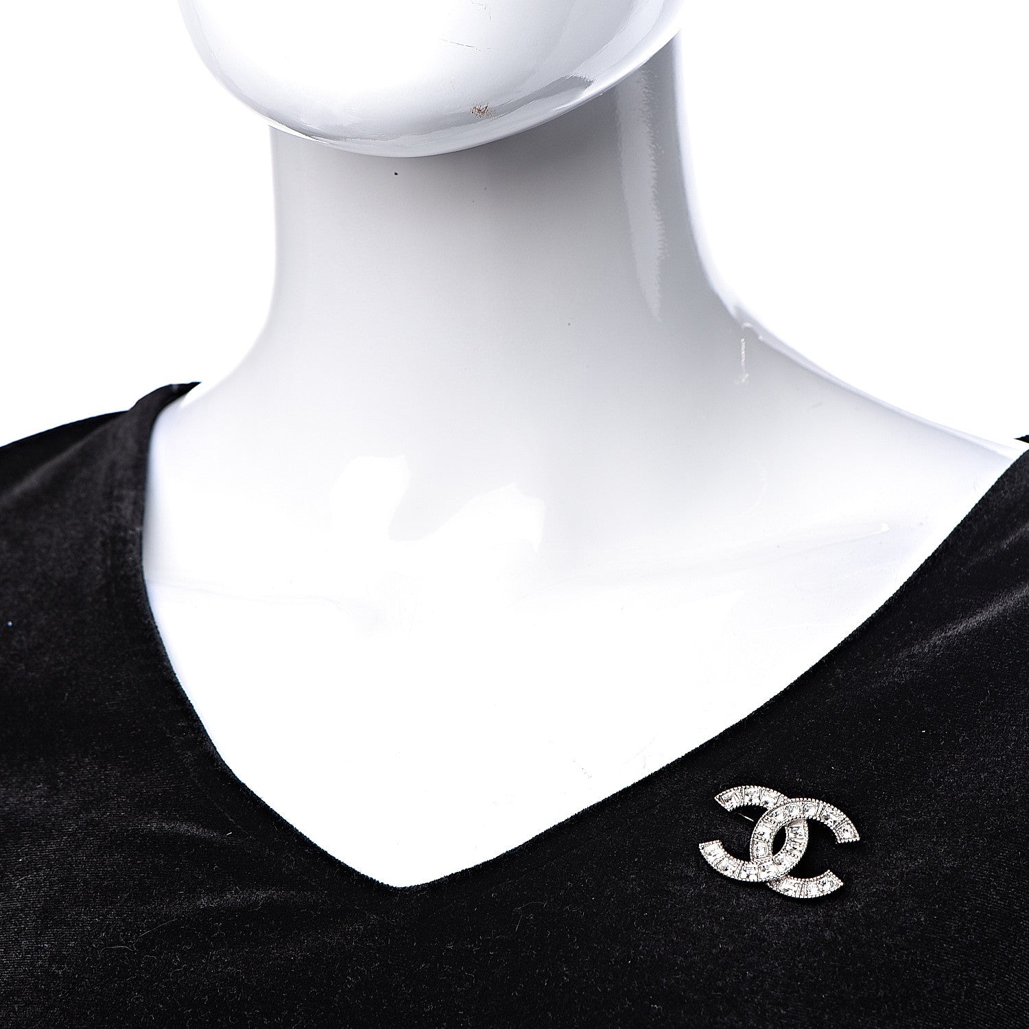 Chanel Crystal CC Brooch Silver 2 of 5