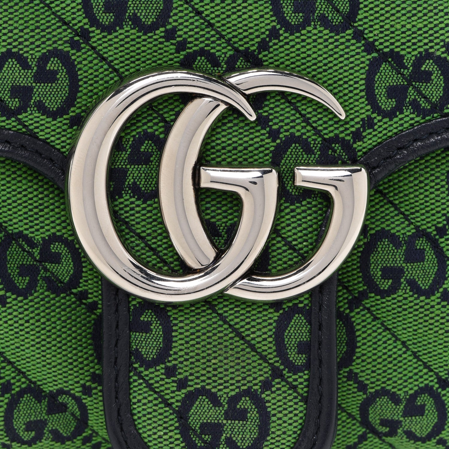 Gucci Monogram Multicolor Matelasse Diagonal Small GG Marmont Shoulder Bag Green Blue 8 of 10