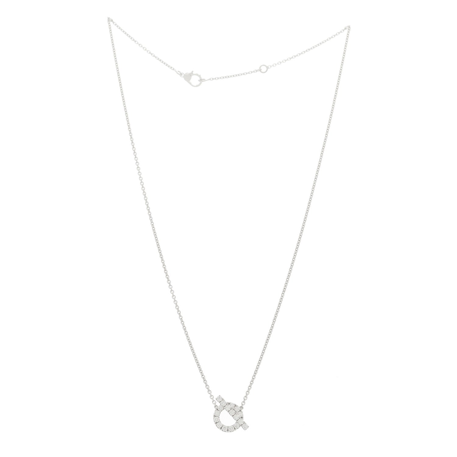 Hermes 18K White Gold Diamond Finesse Pendant Necklace 5 of 12