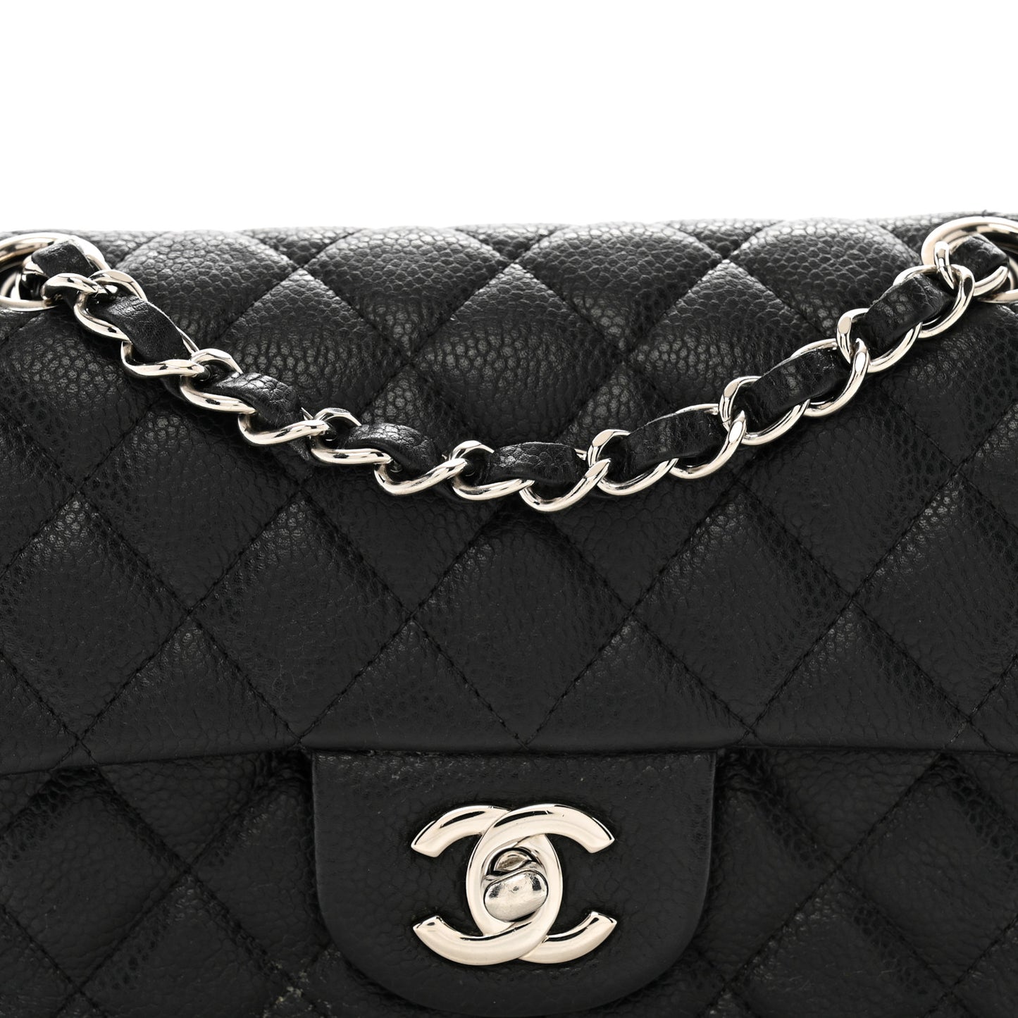 Caviar Quilted Mini Rectangular Flap Black