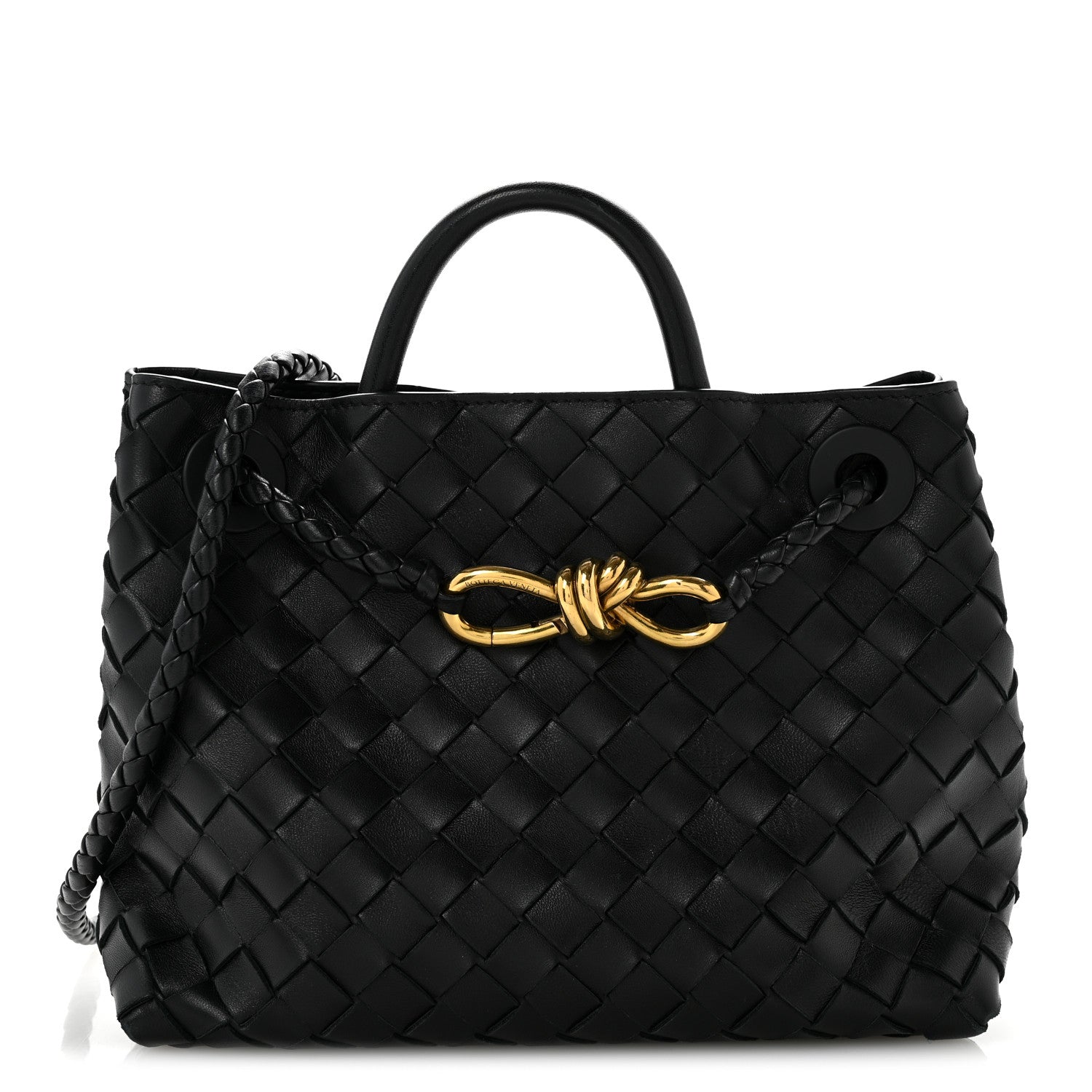 Bottega Veneta Nappa Intrecciato Small Andiamo Shoulder Bag Black 1 of 10