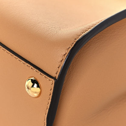 Fendi Vitello Seta Canvas FF Embroidered Mini Peekaboo Iconic Satchel Miele Scuro Poudre 7 of 10