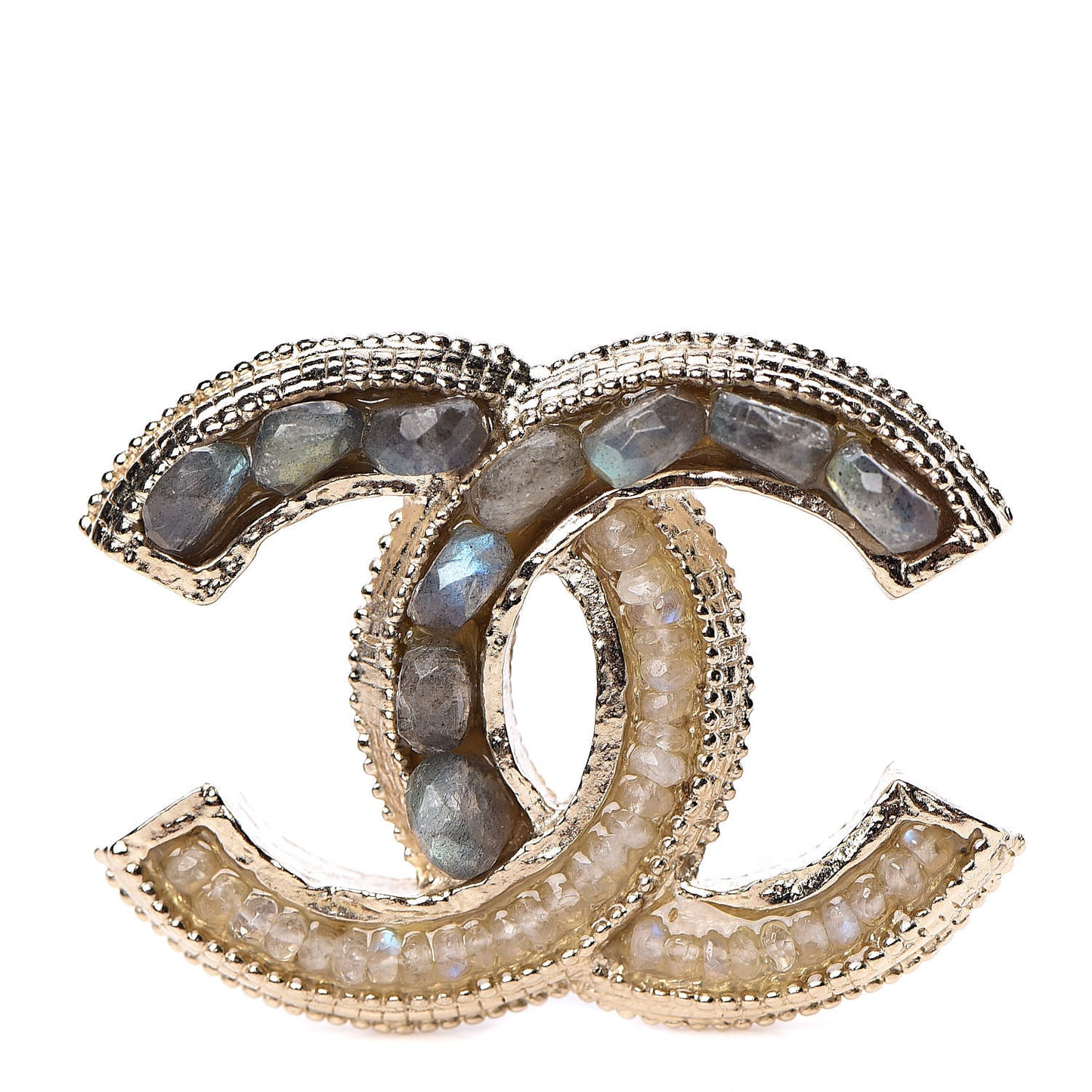 Moonstone Labradorite CC Brooch Gold