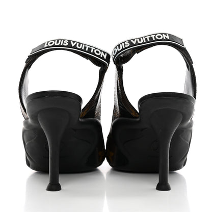 Louis Vuitton Patent Monogram Archlight Slingback Pumps 38 Black 4 of 12