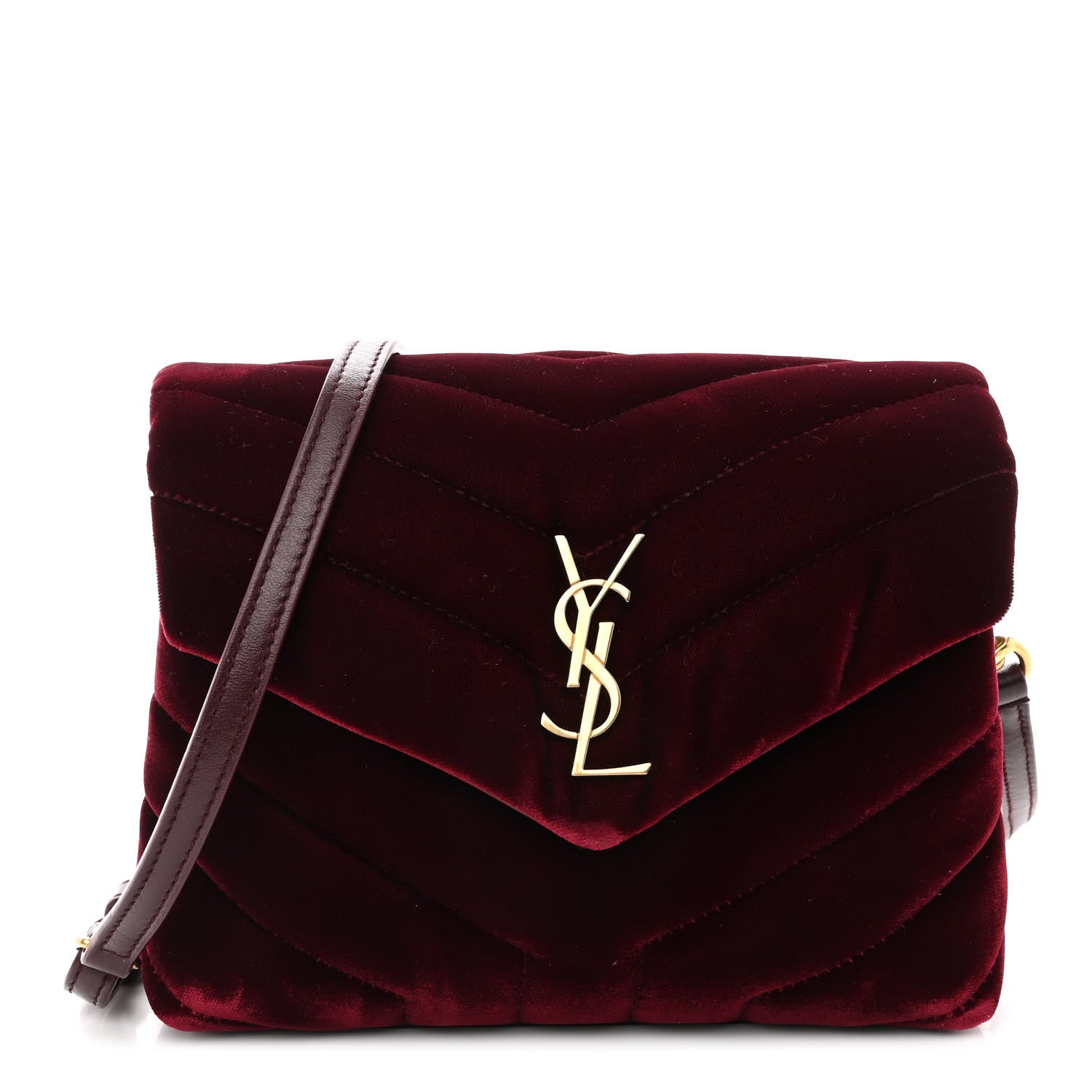 Saint Laurent Velvet Y Quilted Monogram Toy Loulou Crossbody Bag French Burgundy 1 of 9