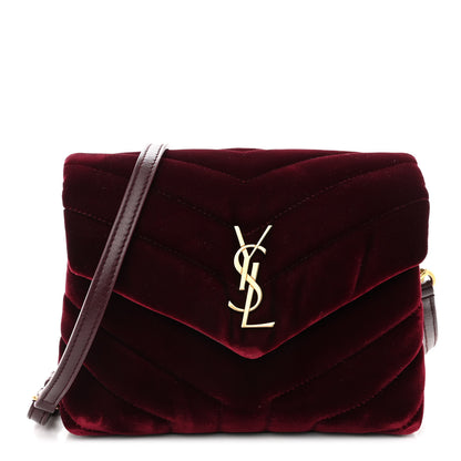 Saint Laurent Velvet Y Quilted Monogram Toy Loulou Crossbody Bag French Burgundy 1 of 9