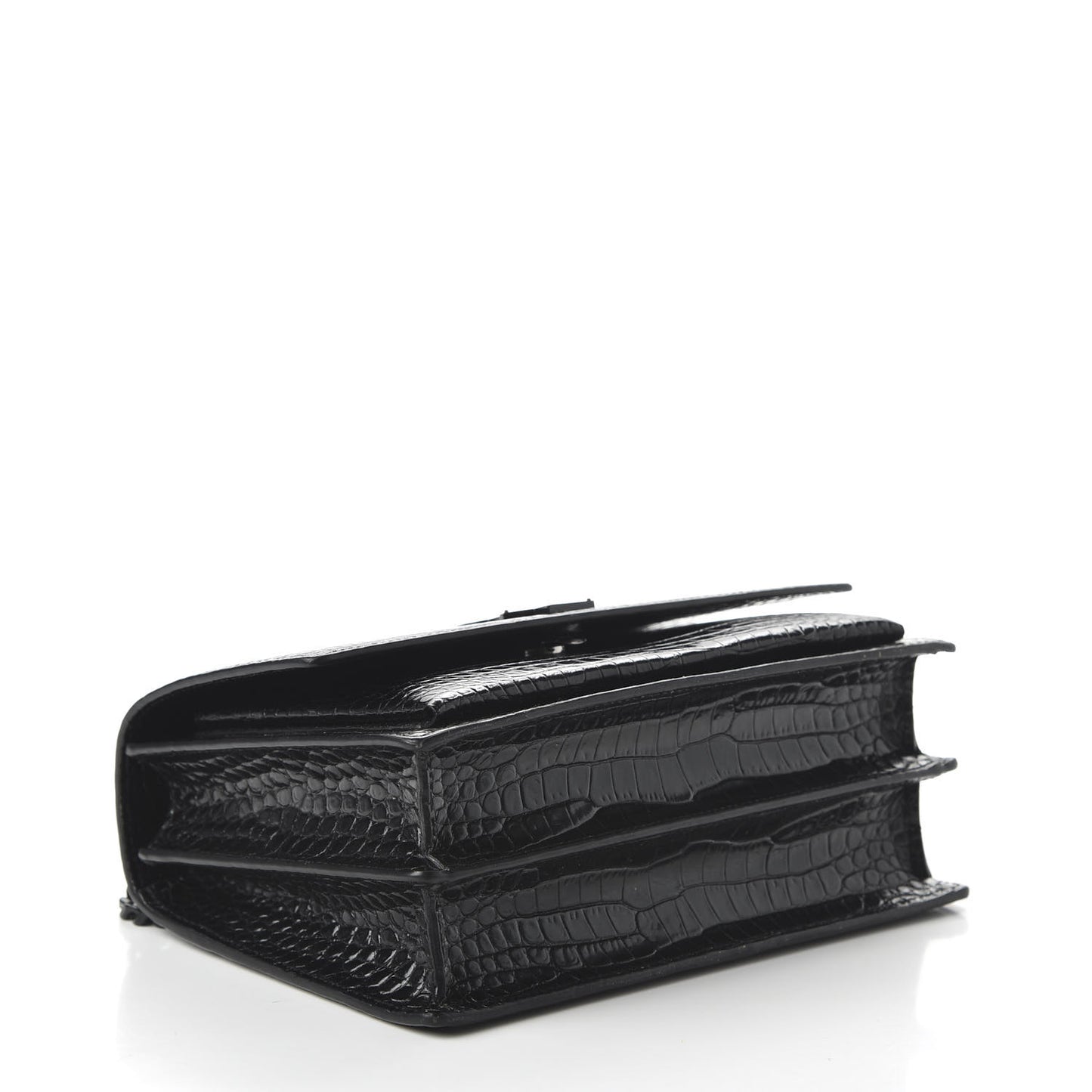 Calfskin Crocodile Embossed Medium Monochrome Monogram Sunset Black