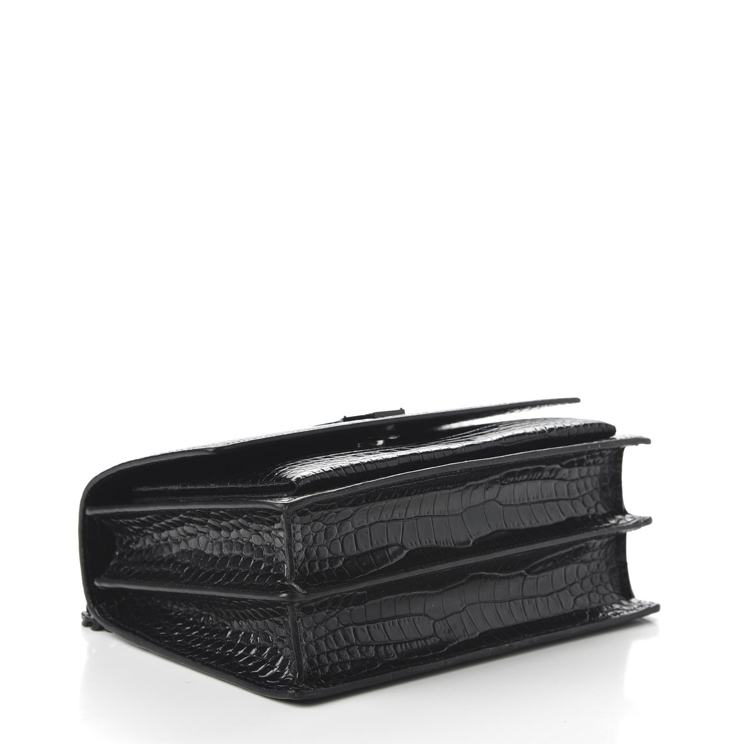 Saint Laurent Calfskin Crocodile Embossed Medium Monochrome Monogram Sunset Black 4 of 9