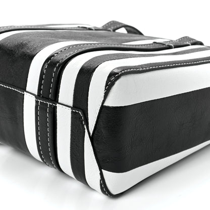 Balenciaga Agneau Arena Striped Patchwork Small Barbes East West Shopper Black White 10 of 10