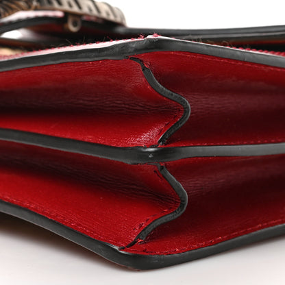 Gucci Straw Jacquard Azalea Calfskin GG Monogram Small Dionysus Shoulder Bag Natural New Cherry Red 9 of 9