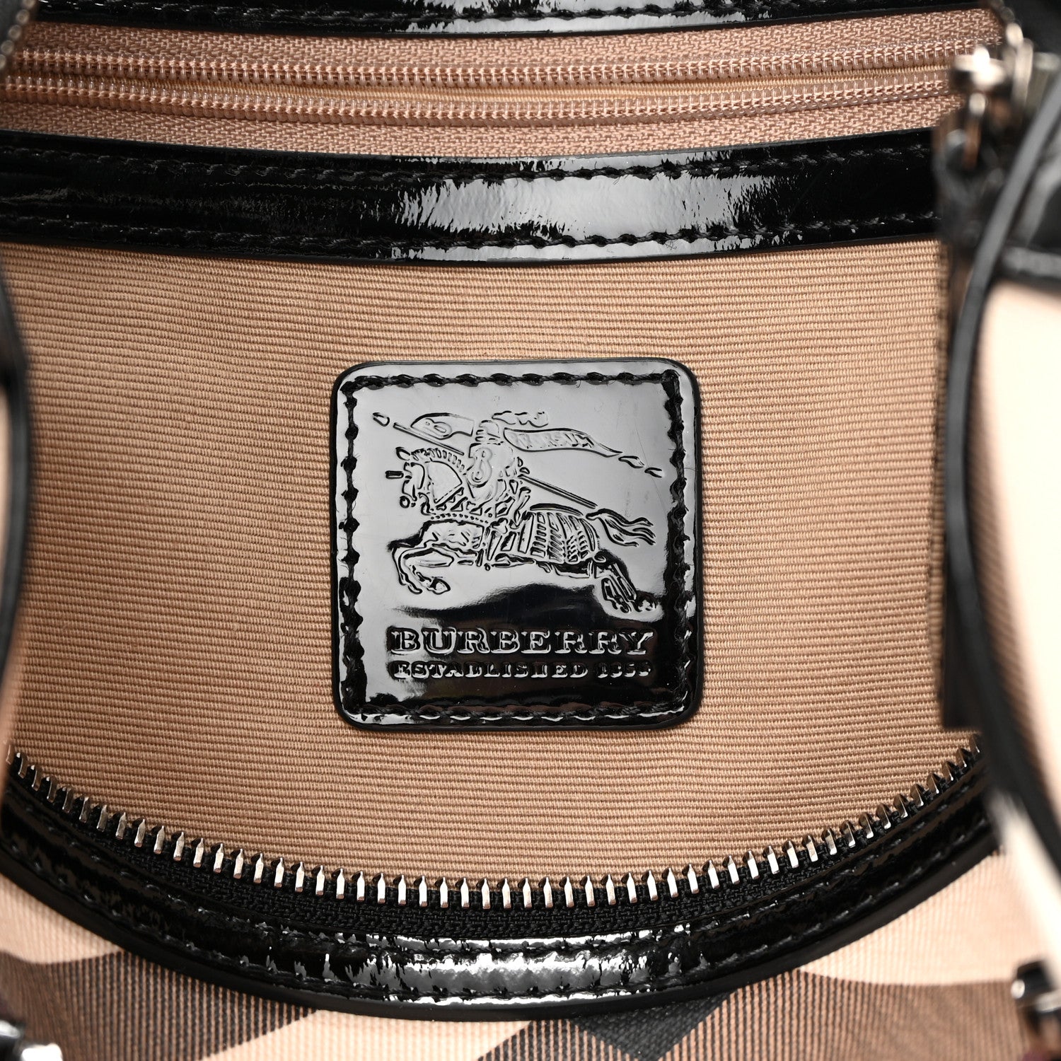 Burberry Supernova Check Patent Small Chester Bowling Bag Black 6 of 14