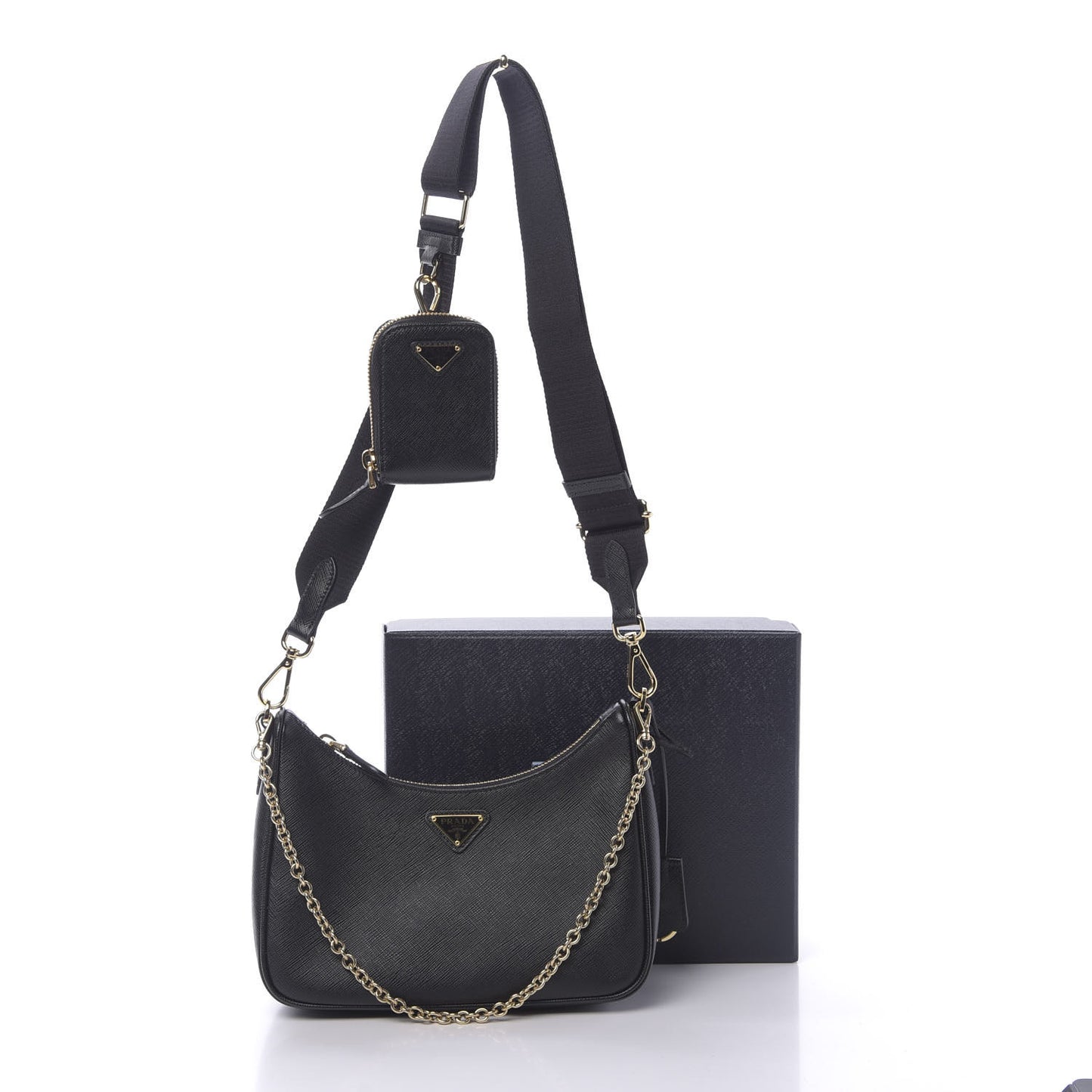 Saffiano Lux Re-Edition 2005 Shoulder Bag Black