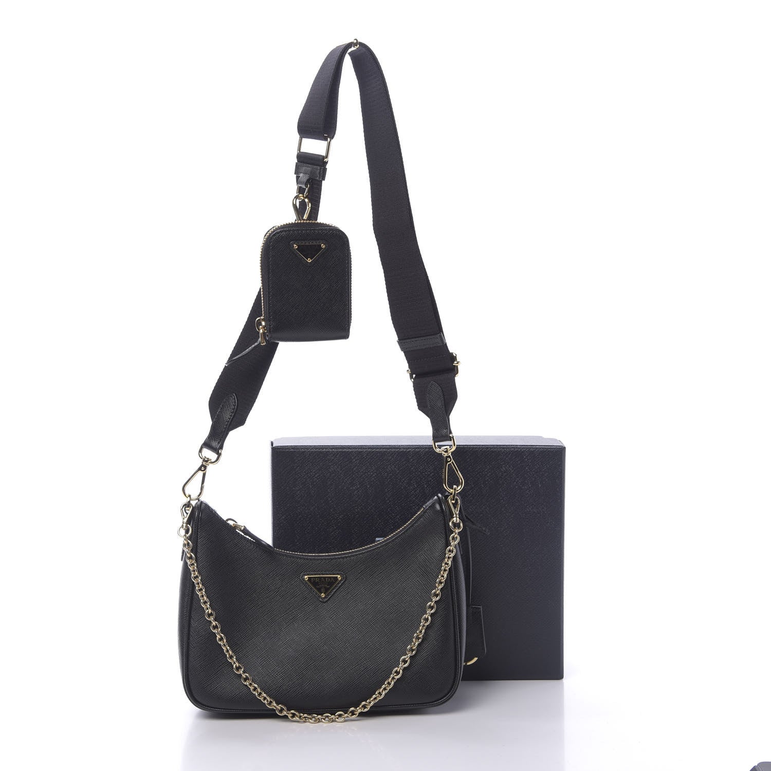 Prada Saffiano Lux Re-Edition 2005 Shoulder Bag Black 10 of 10