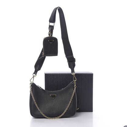Prada Saffiano Lux Re-Edition 2005 Shoulder Bag Black 10 of 10