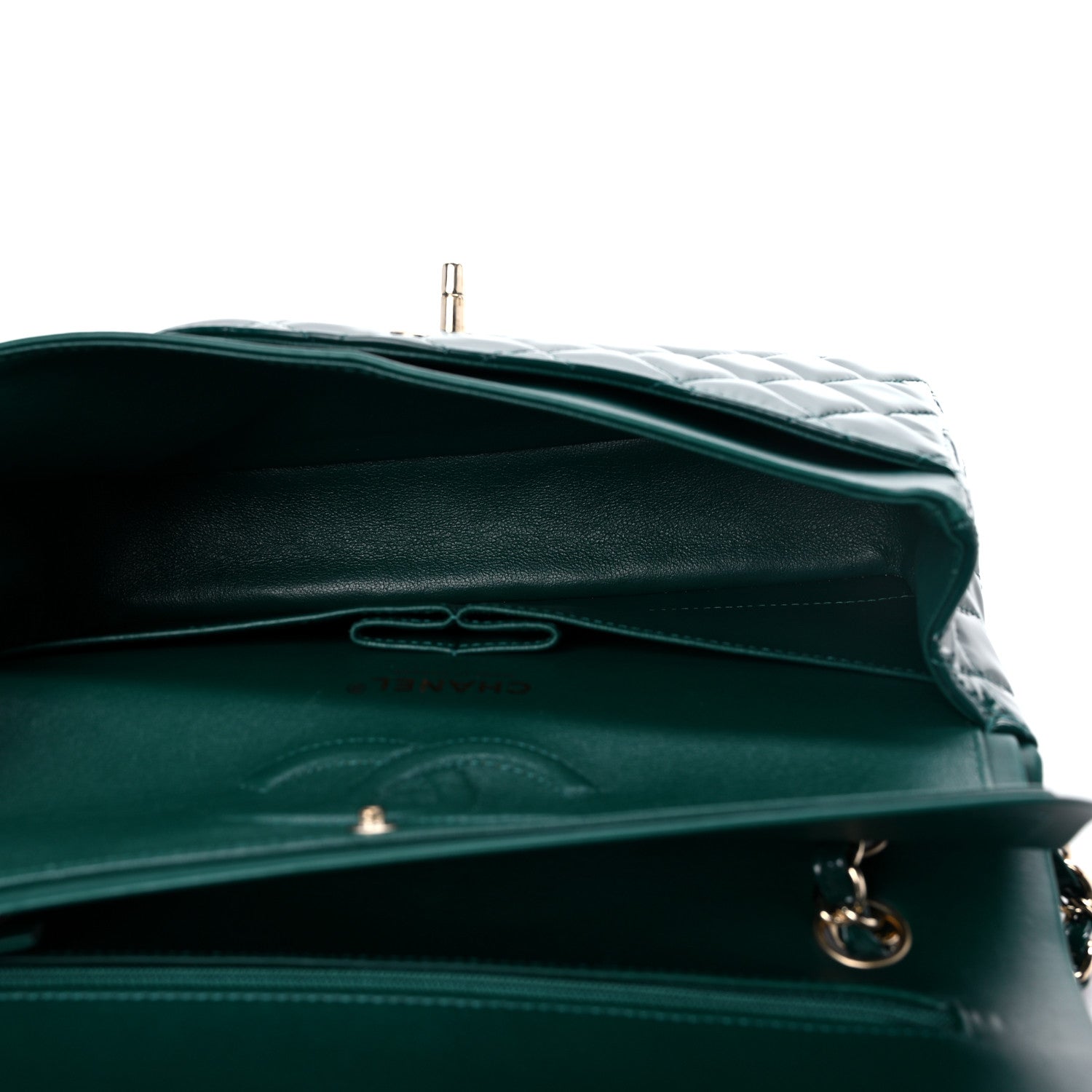 Chanel Patent Calfskin Quilted Medium Double Flap Green 4 of 9