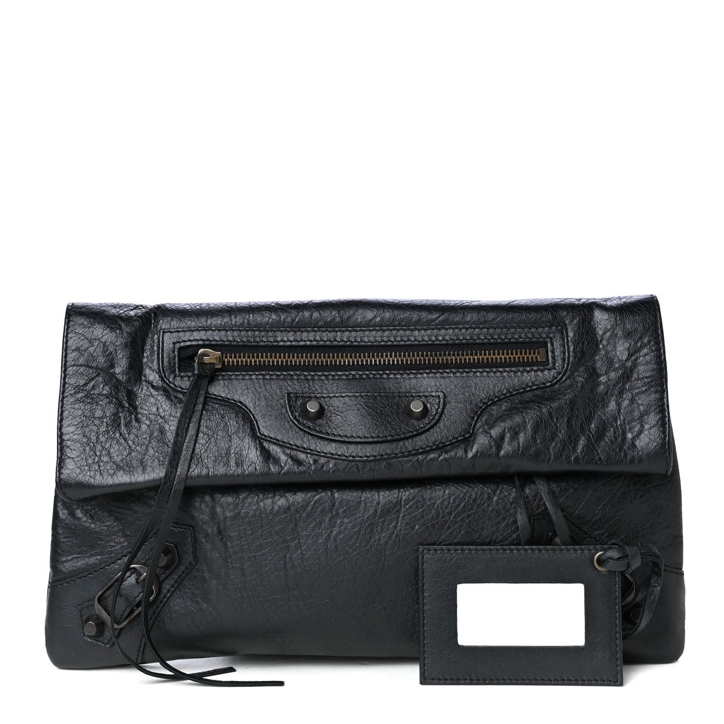 Agneau Classic Hardware Envelope Clutch Black